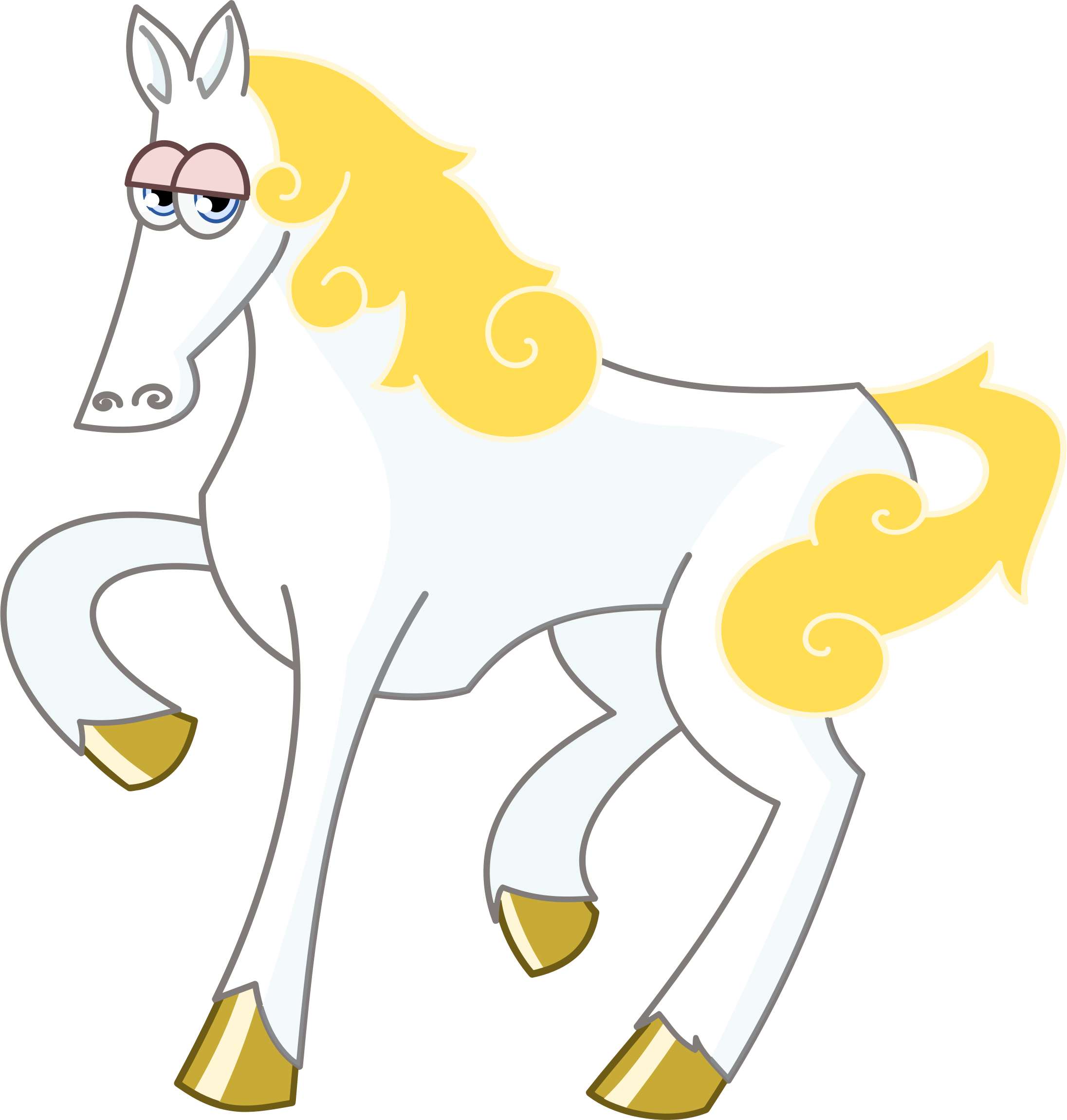 White Horse with Gold Mane Vector Clipart image