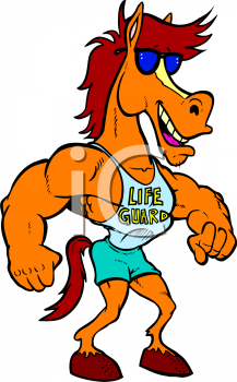 Clip Art Picture Of Muscular Cartoon Horse Dressed Like A