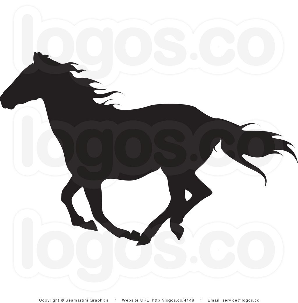 Royalty Free Black Horse Running Logo