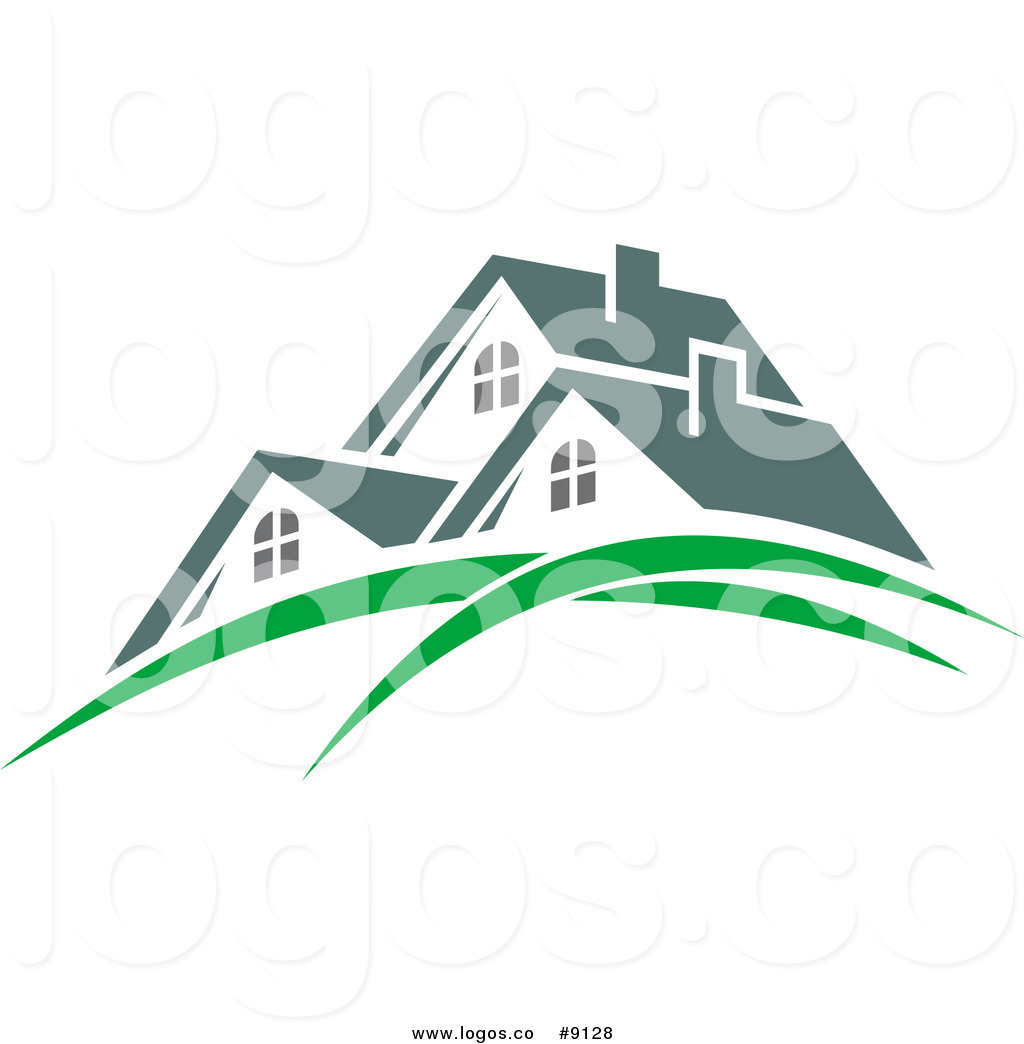 Royalty Free Clip Art Vector Roofing Logo of Houses and