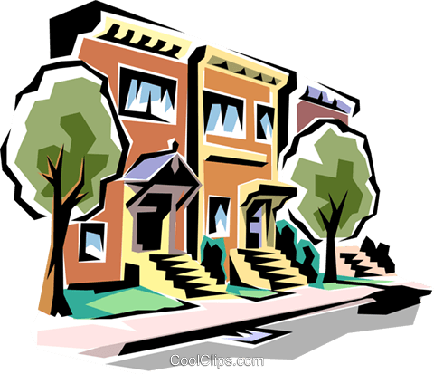 Townhouses Royalty Free Vector Clip Art illustration