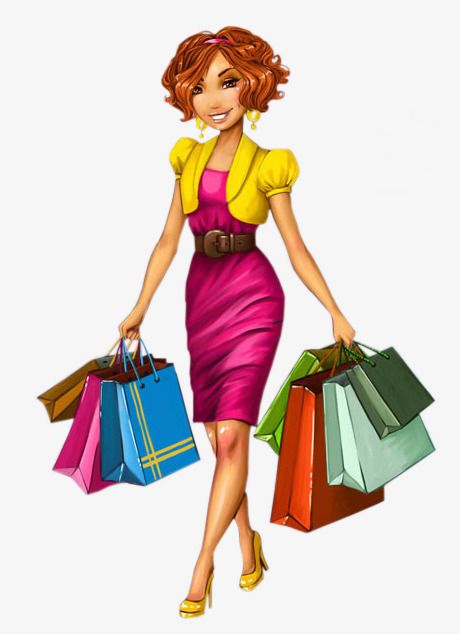 Cartoon Shopping Lady