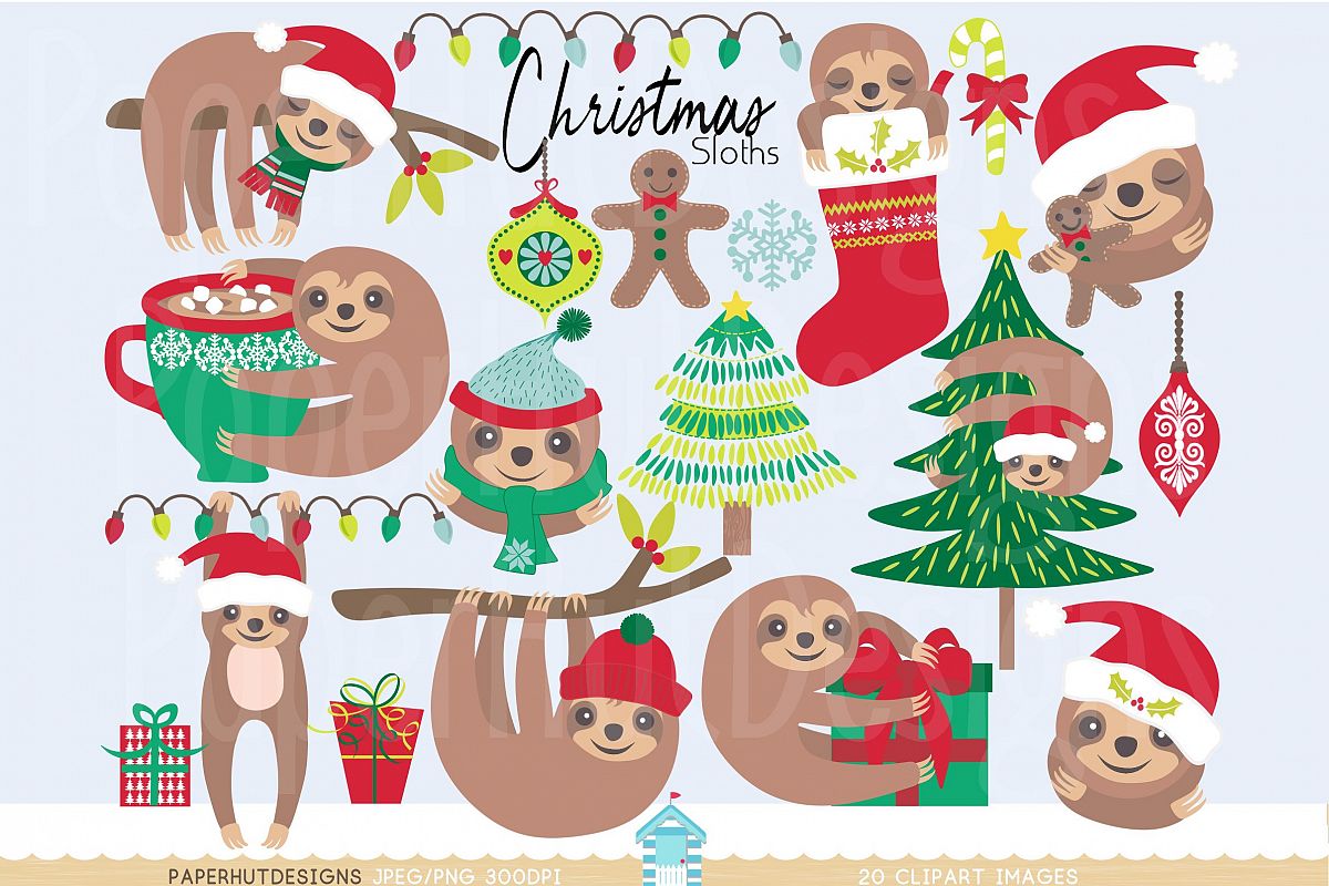 Christmas clipart sloth.