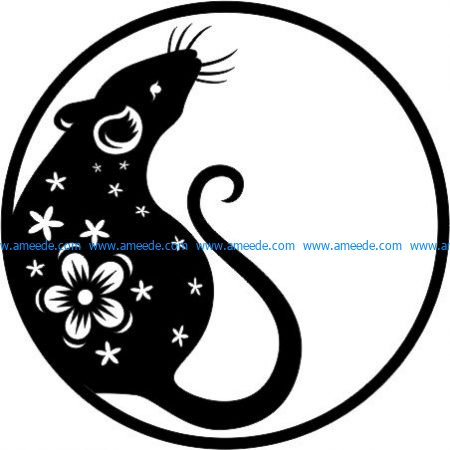 Mouse flower in the circle file cdr and dxf free vector