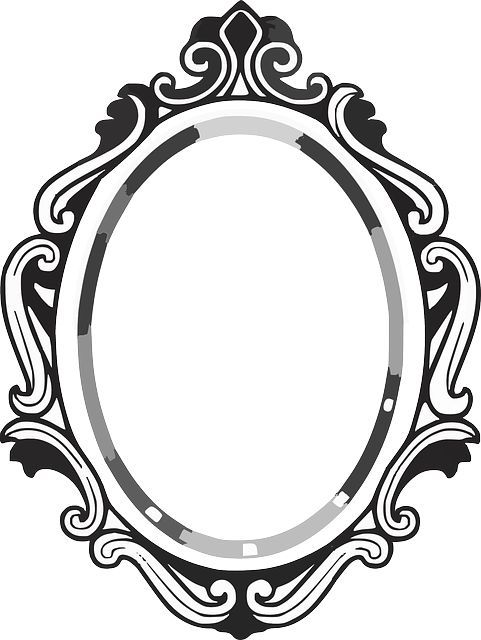 Line drawing mirror frame