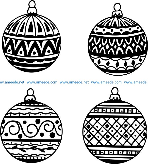 Christmas balls file cdr and dxf free vector download for