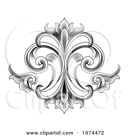 Flower etching clipart.