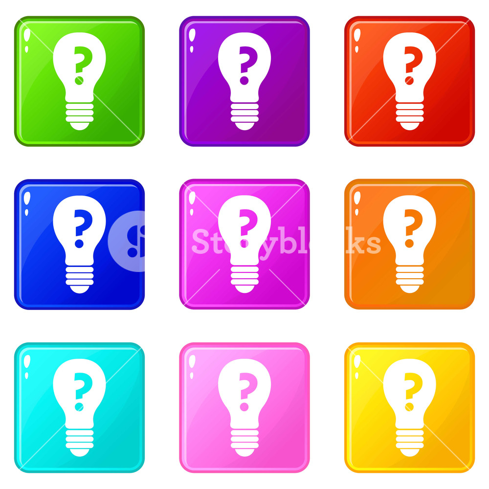 Light bulb with question mark inside icons of