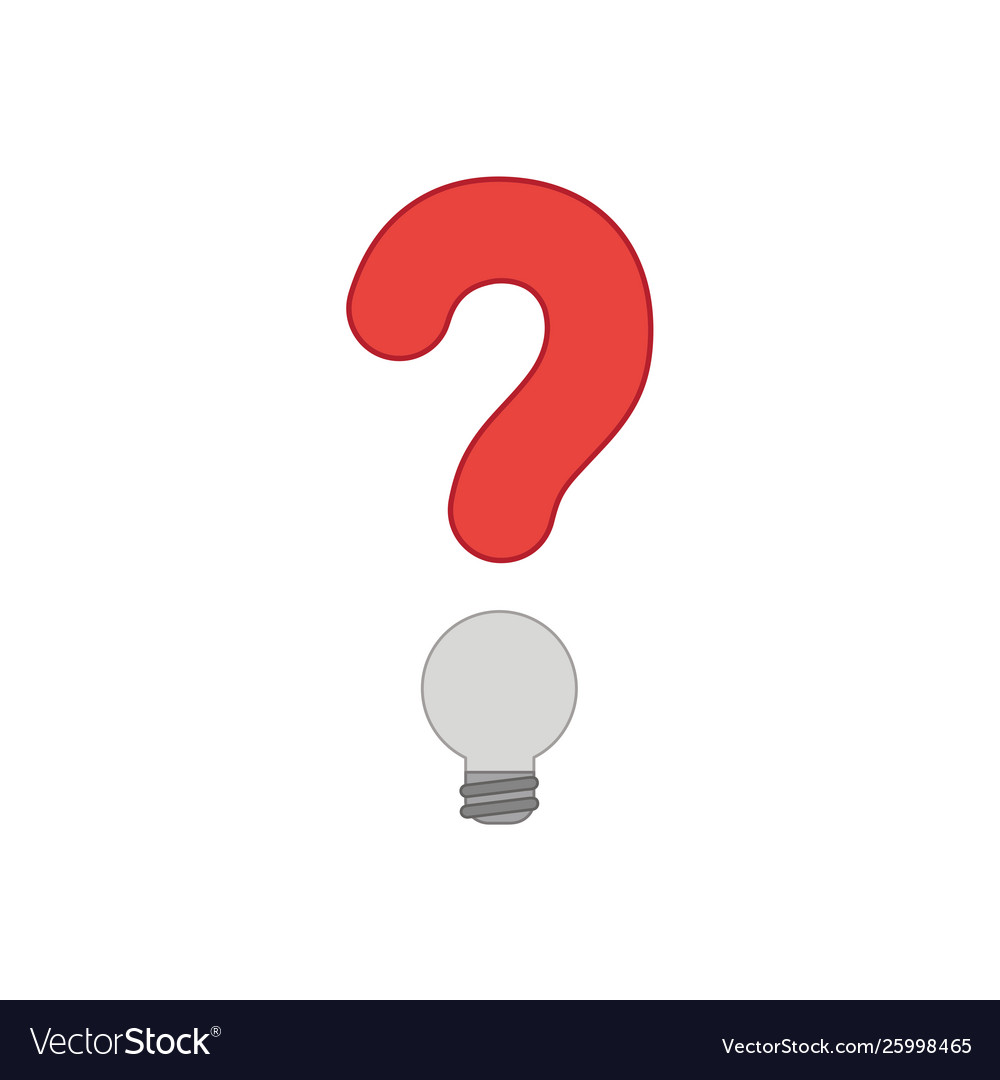 Icon concept question mark with grey light bulb