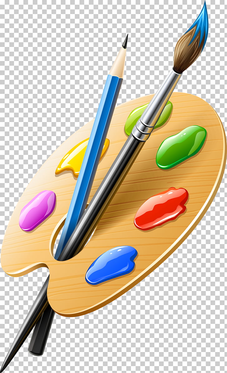 Palette Paintbrush Artist, palette, paint brush and pencil
