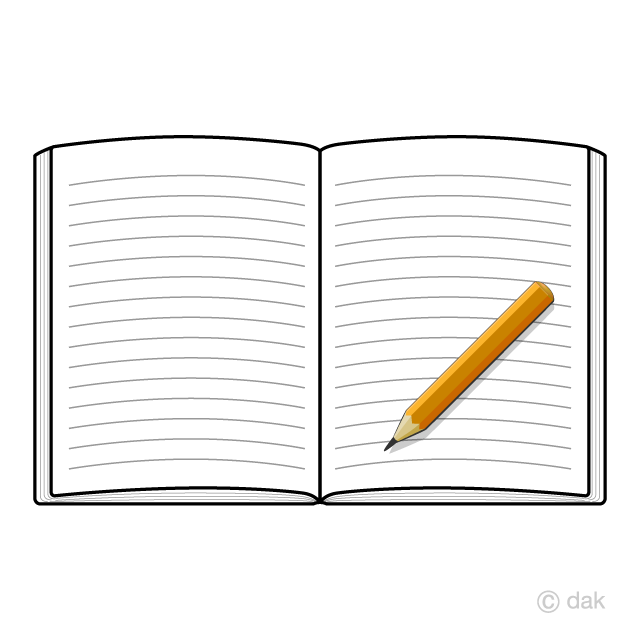 Free Open Notebook and Pencil Clipart Image