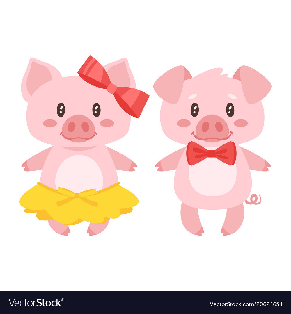 Pig character boy and girl