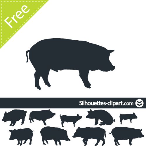 Pig vector silhouette.