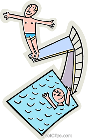 Swimming pool with diving board Royalty Free Vector Clip Art
