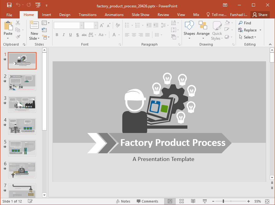 Animated factory product process powerpoint template