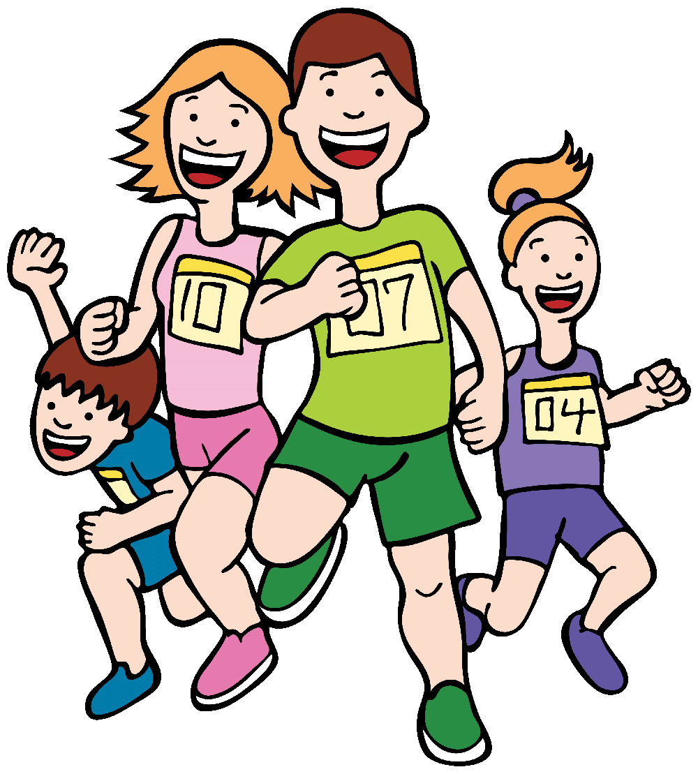 Family Running Clip Art free image
