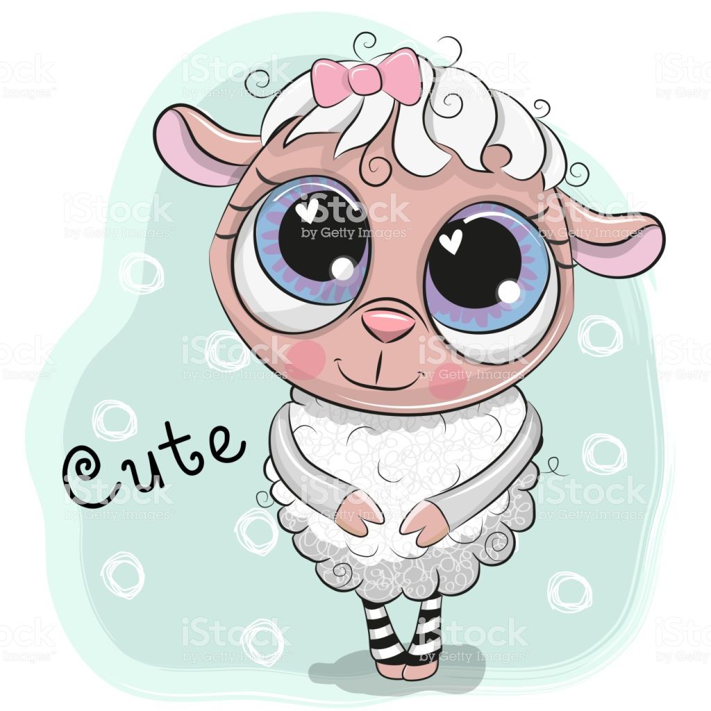 Cute Sheep girl isolated on a blue background