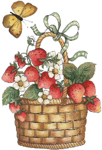 Basket with strawberries and butterfly