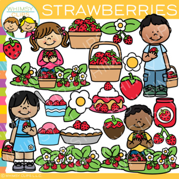 Kids picking strawberries.
