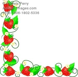 Clip Art Image of a Strawberry Vine Page Border