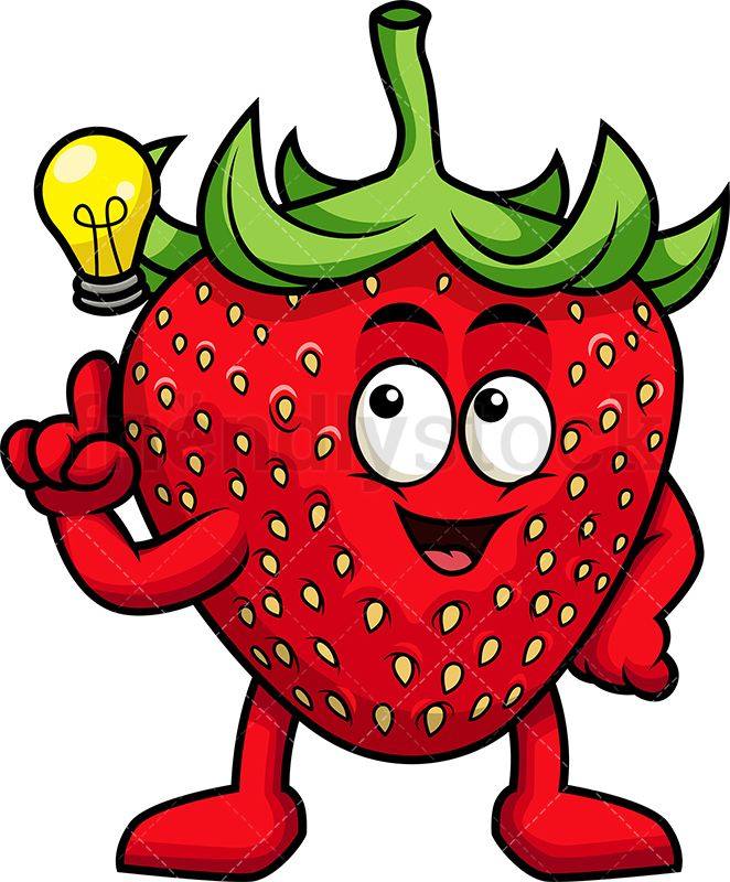 Strawberry Mascot Having An Idea