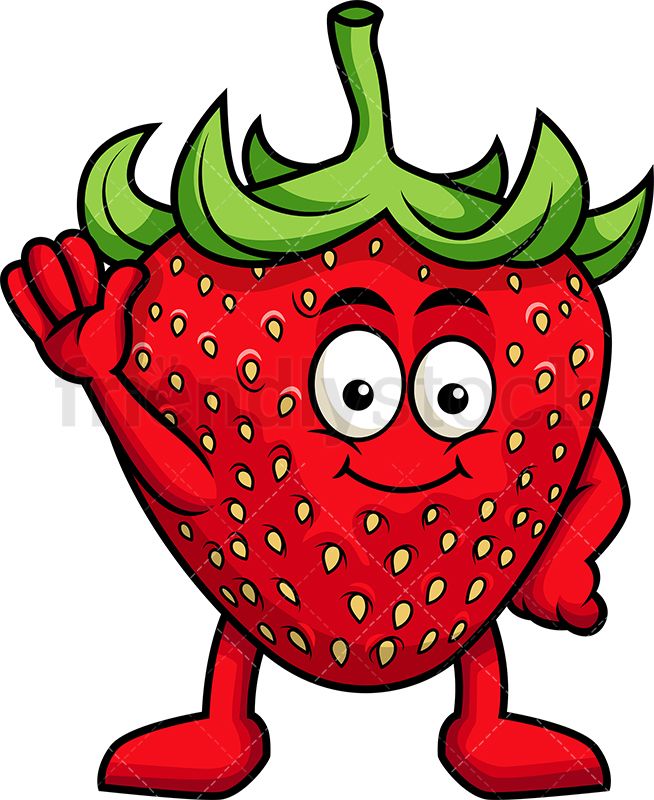 Cute Strawberry Mascot Waving