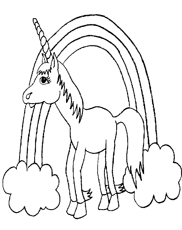 free unicorn clipart colouring