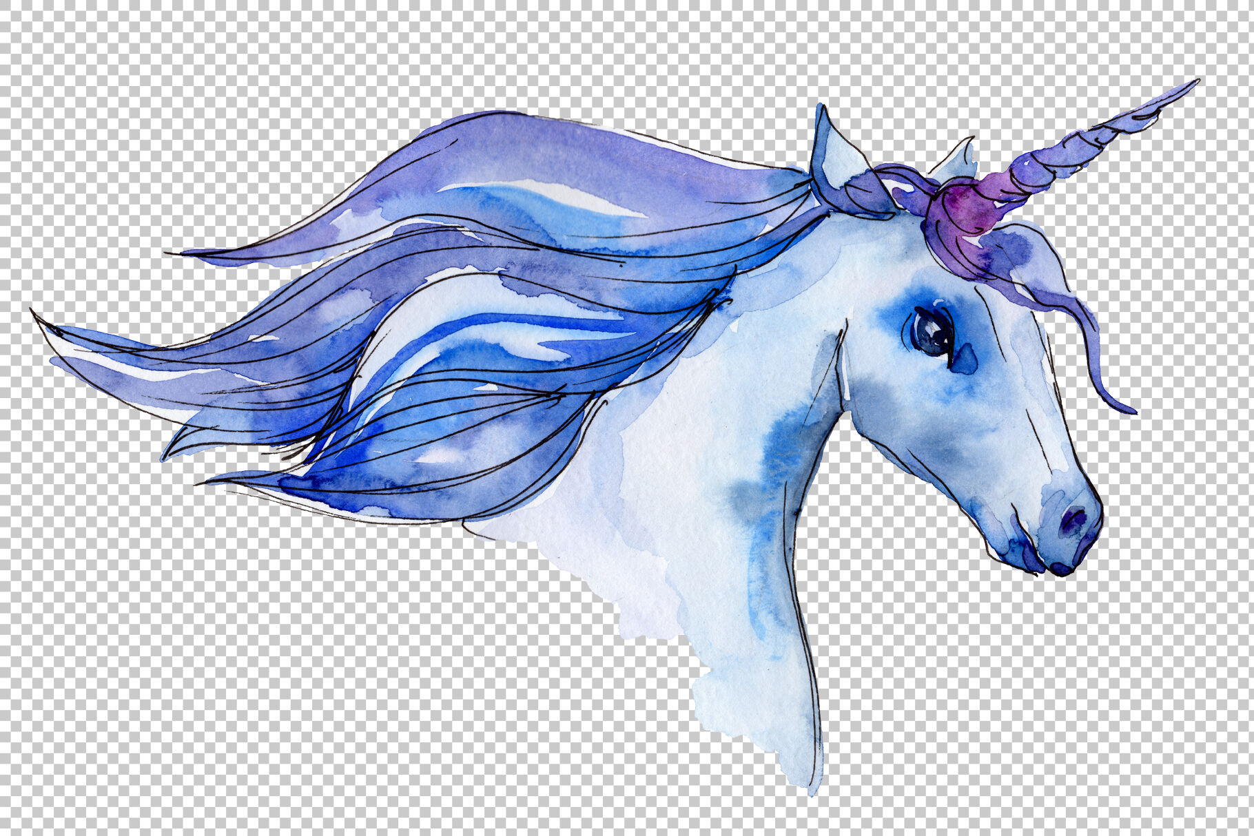 Watercolor unicorn clipart.