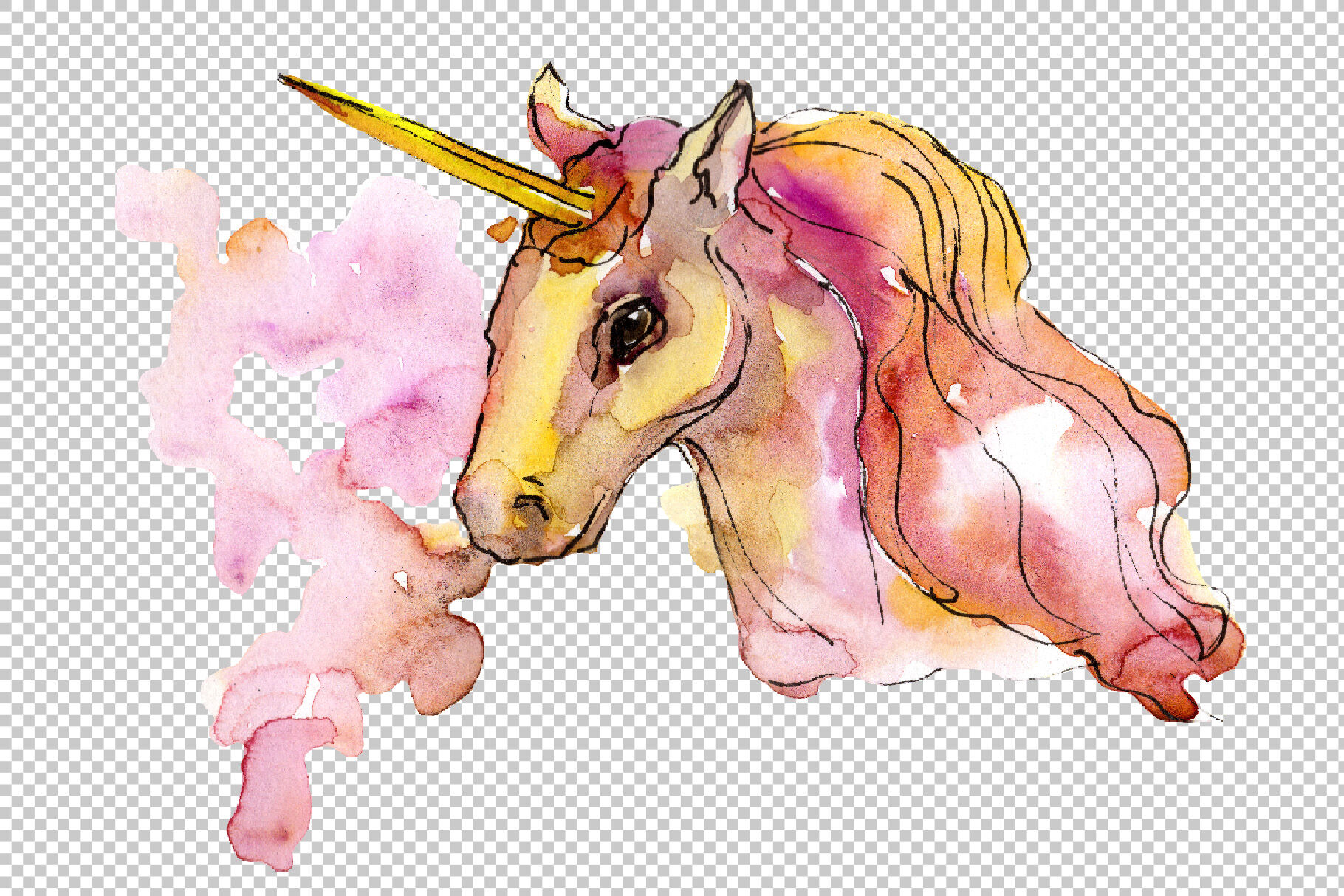 Colorful Watercolor Unicorn Clipart, Free Commercial Use