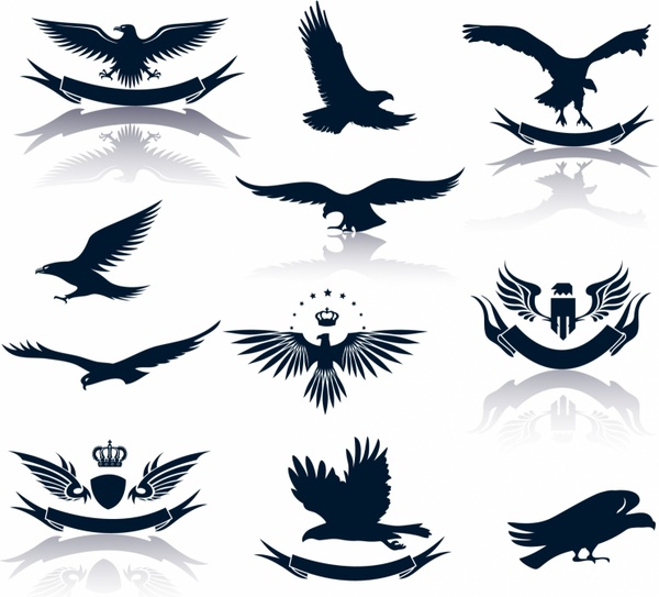 Set eagles silhouettes.