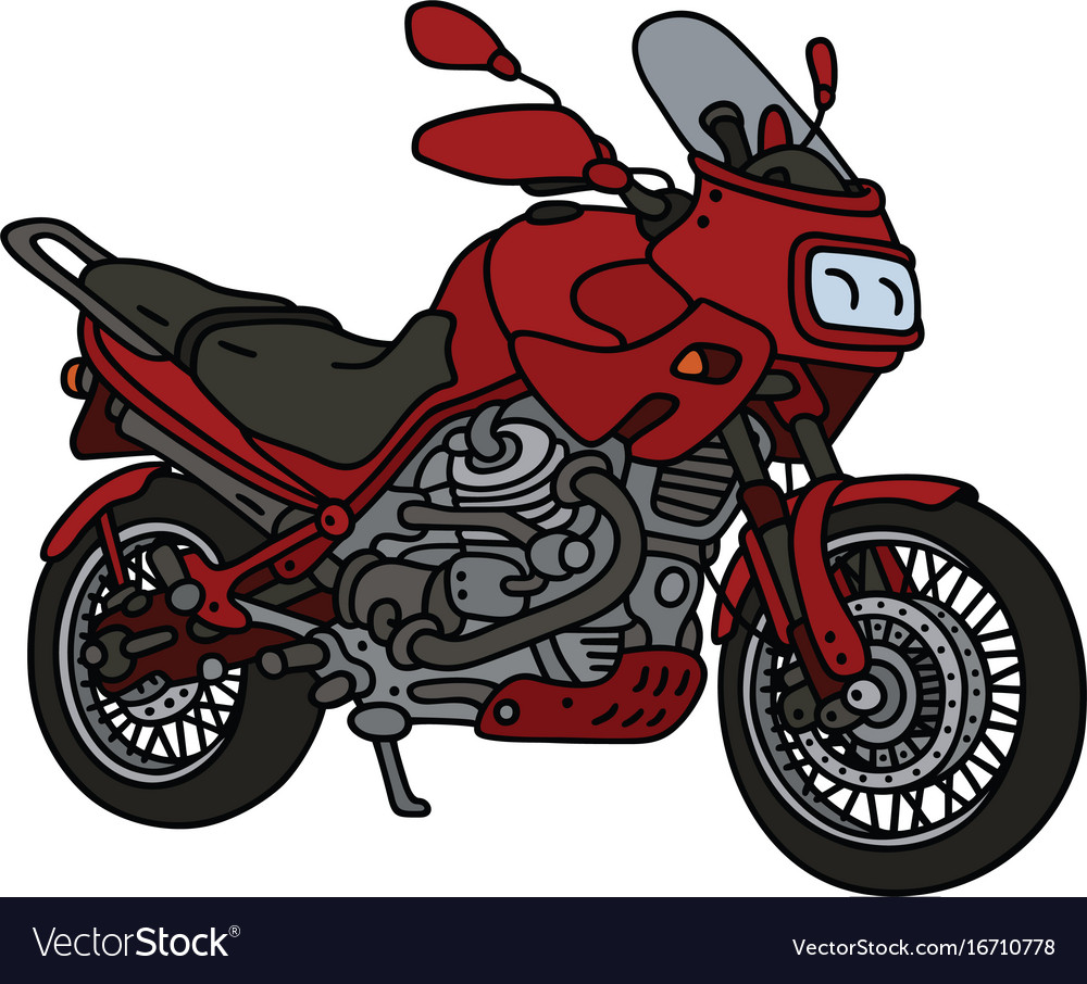 Red heavy motorcycle.