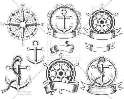 Nautical emblems vector.