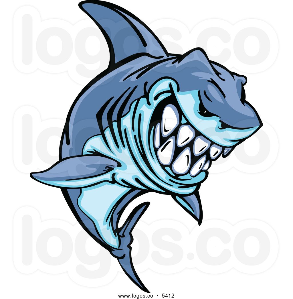 Royalty Free Vector of a Logo of a Grinning Aggressive Blue