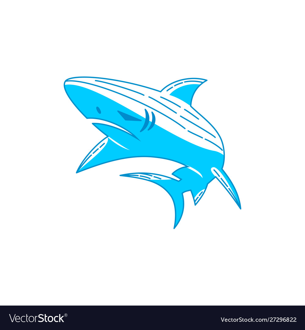 Shark power logo design outline isolated template