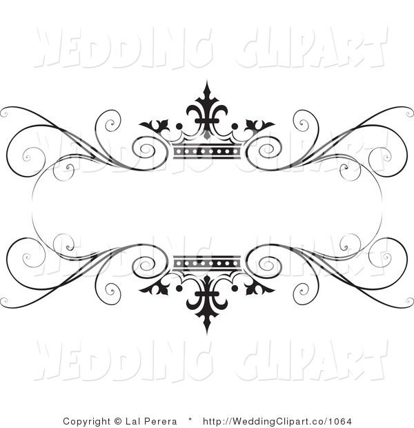 Vector Marriage Clipart of a Wedding Ornate Black Swirl and