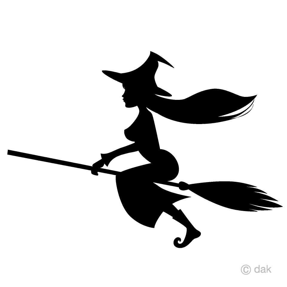 Free Flying Witch Silhouette Clipart Image