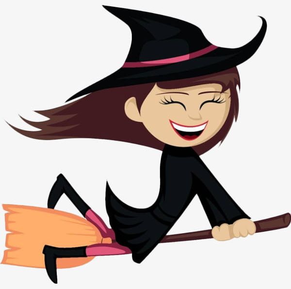 Cartoon Happy Little Witch PNG, Clipart, Broom, Cartoon