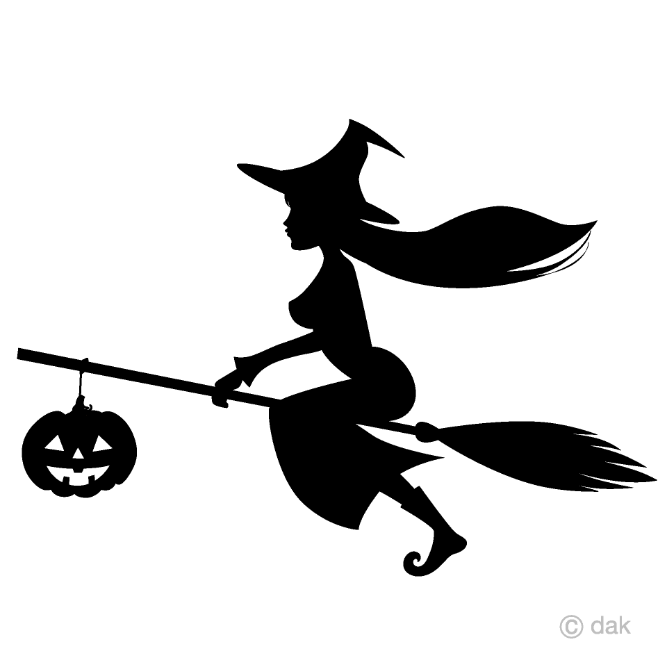 Free Witch and Pumpkin Silhouette Clipart Image