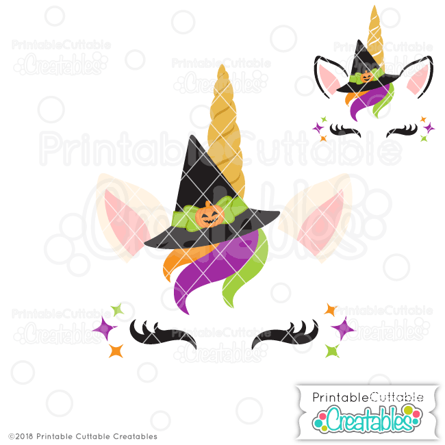 Halloween WItch Unicorn Face Free SVG File for Silhouette