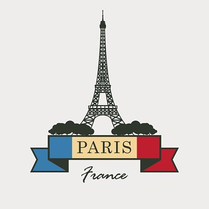 Eiffel Tower against the French flag Clipart Image