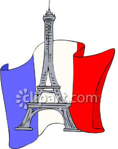 French Flag Behind Eiffel Tower