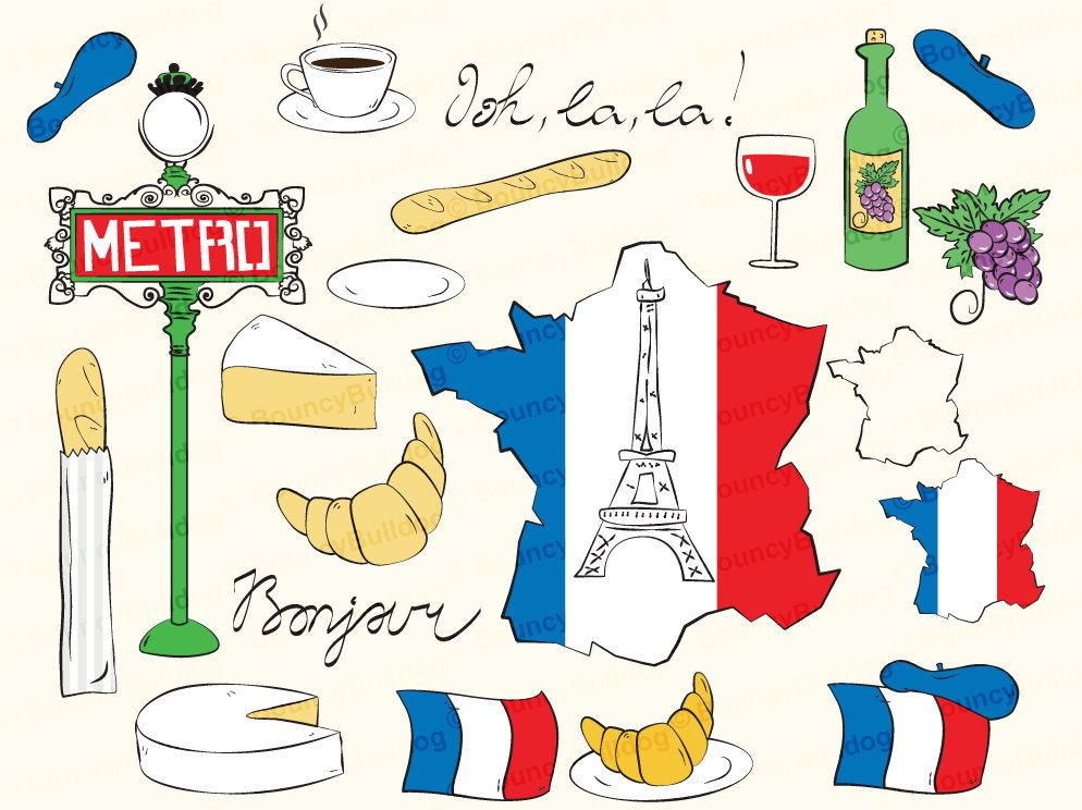 France clipart eiffel tower paris clipart map french flag