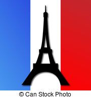 Eiffel Tower on a French Flag