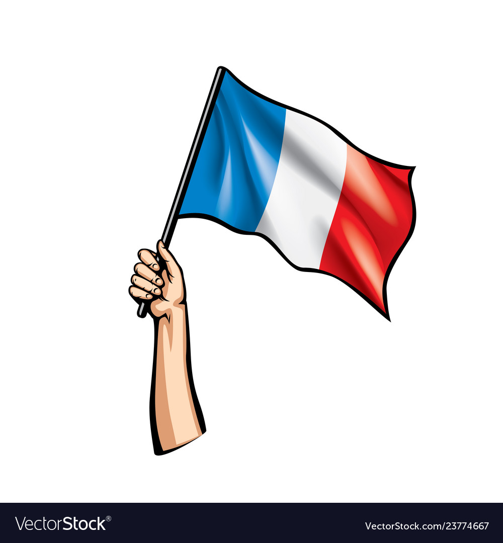 France flag and hand on white background