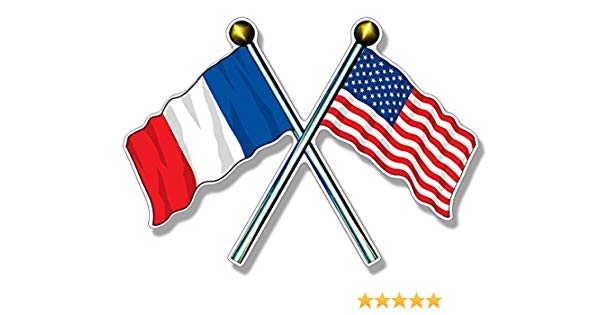 USA and France Flags on Poles Sticker
