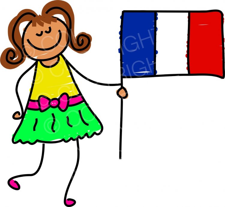 Toddler Art French Flag Kid Prawny Clipart