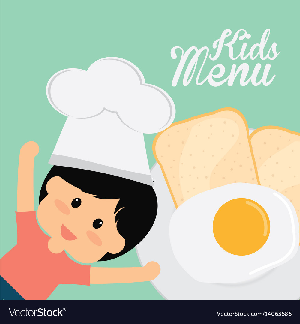 Kids menu chef boy fried egg bread