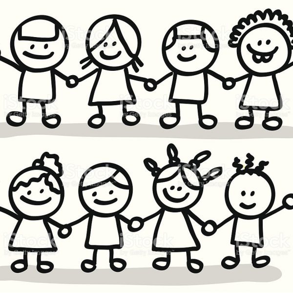 Friends Holding Hands Clipart Black And White inside