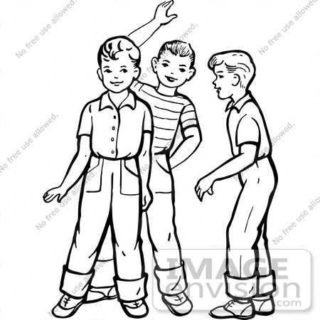friends clipart black and white boys