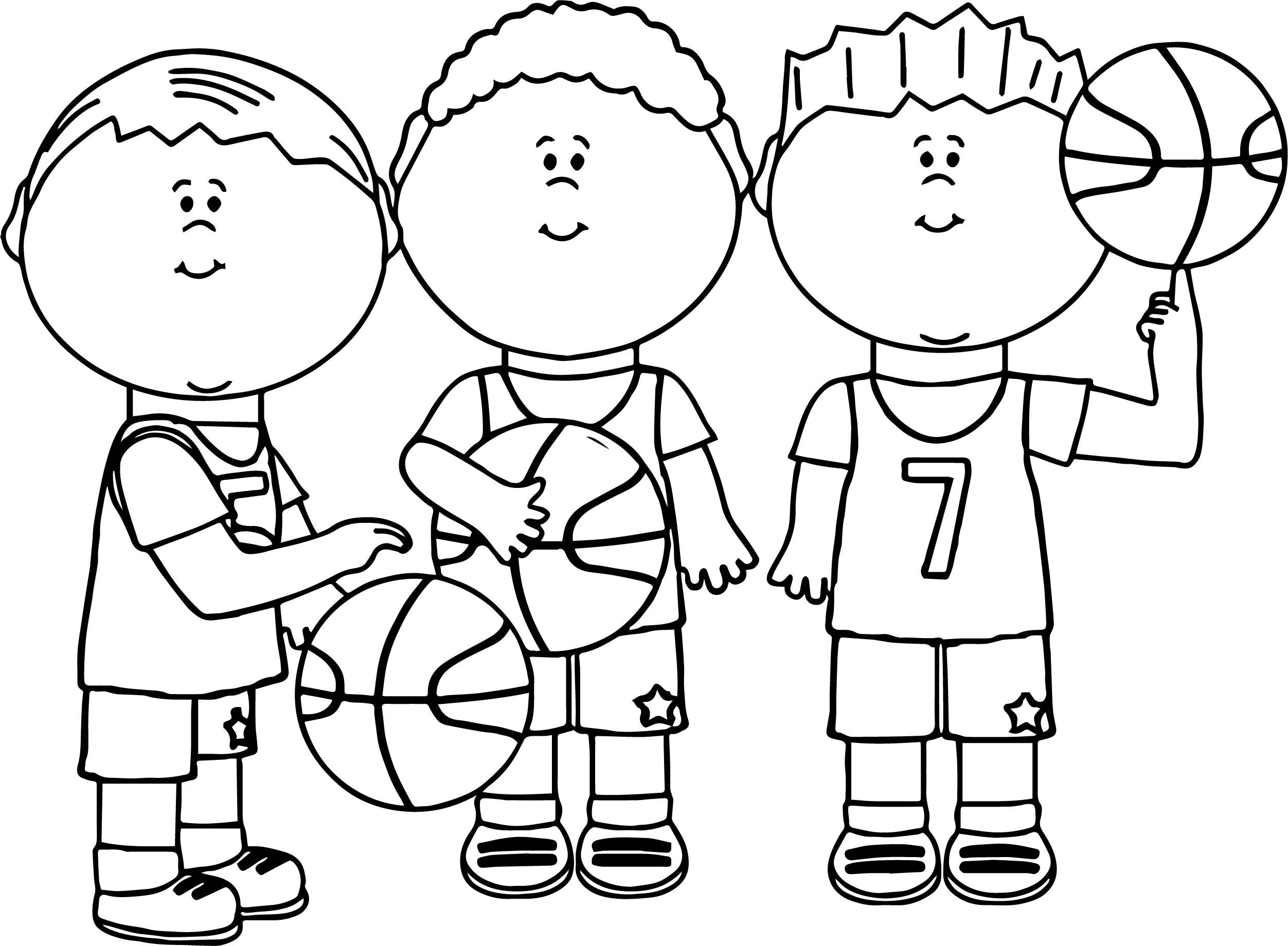 Nice Friends Playing Basketball Coloring Page